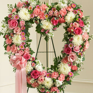 Remember Always Pink Floral Heart Tribute