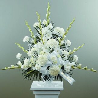 Traditional Funeral of All White Flowers