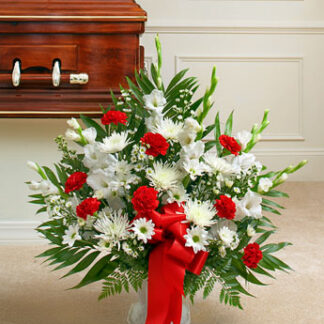 Tribute Red & White Floor Basket Arrangement