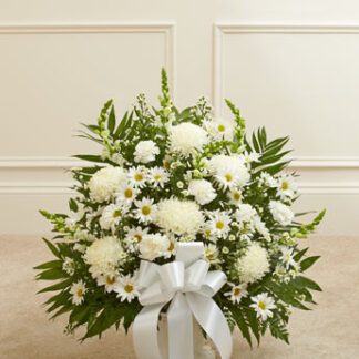 Heartfelt Tribute White Floor Basket Arrangement