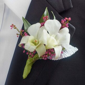 White Dendrobium Orchid Boutonniere