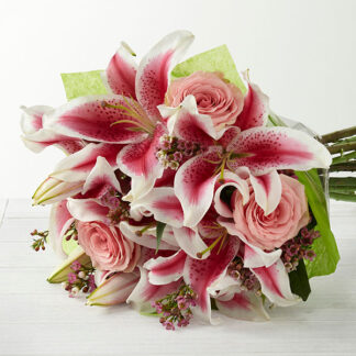 The Simple Perfection hand tied lily and rose cluster
