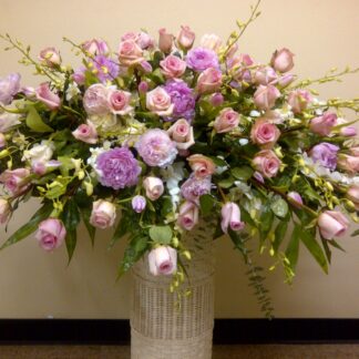 Pastel Peonies, Orchids & Roses Casket Cover