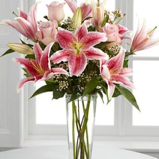 Simple Perfection Pink lilies and Roses